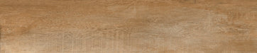 Dettaglio piastrella da pavimento in gres porcellanato effetto legno anticato, serie Greenwood di Ceramica Rondine, colore Noce 24x120 