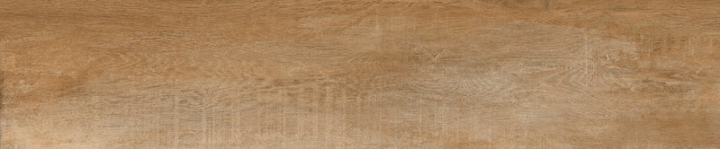 Dettaglio piastrella da pavimento in gres porcellanato effetto legno anticato, serie Greenwood di Ceramica Rondine, colore Noce 24x120 