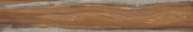Dettaglio piastrella da pavimento in gres porcellanato effetto legno rustico, serie Infusion di Ceramica Rondine, colore Nut 24x150 