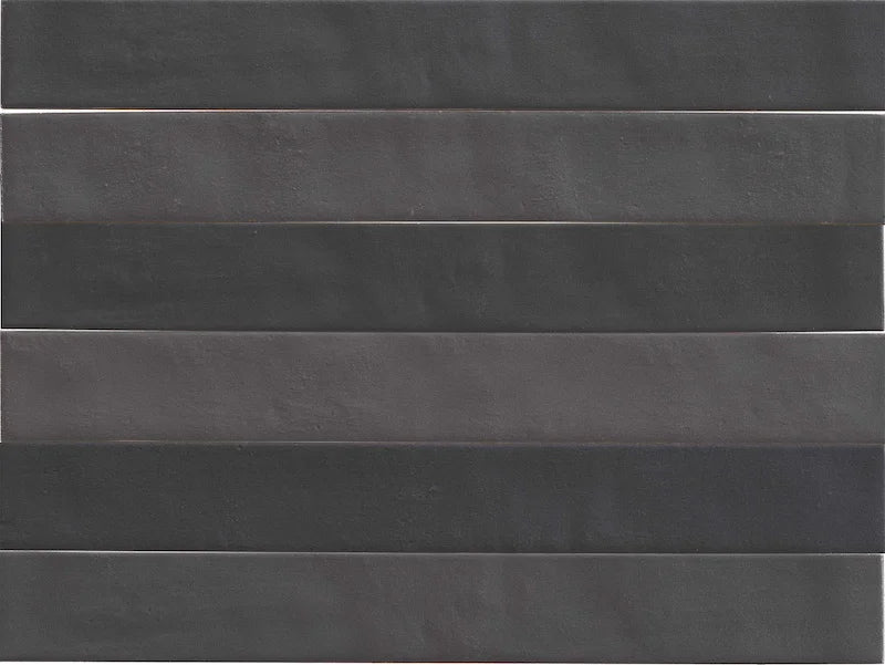 Piastrella gres Neo Intense Grey 4.6x37.5 Eccentrico, effetto mattoncino opaco.