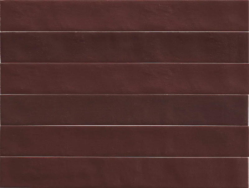 Piastrella gres Neo Warm Red 4.6x37.5 Eccentrico, effetto mattoncino opaco.