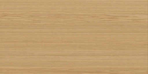 Dettaglio piastrella in gres porcellanato effetto legno rigato leggermente in rilievo. Oku di Ceramica Rondine 60x120 colore Tatami Modern Honey