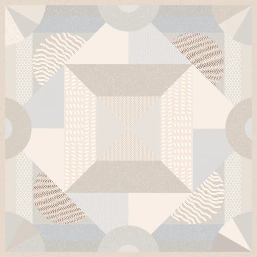 Piastrella per pavimenti e rivestimenti in gres porcellanato effetto cementina contemporanea, formato 120x120 cm, colore avorio, azzurro, rosa e grigio, One Decoro 02 di 41zero42