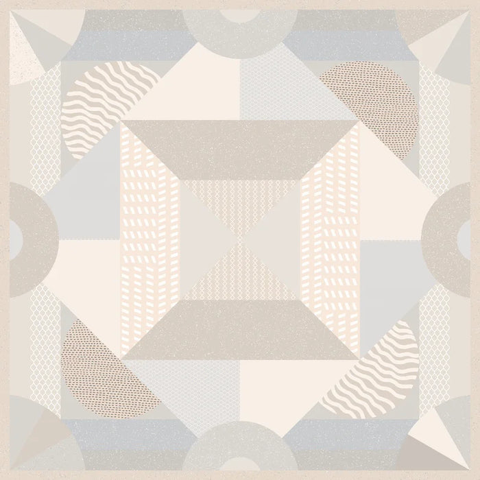 Piastrella per pavimenti e rivestimenti in gres porcellanato effetto cementina contemporanea, formato 120x120 cm, colore avorio, azzurro, rosa e grigio, One Decoro 02 di 41zero42