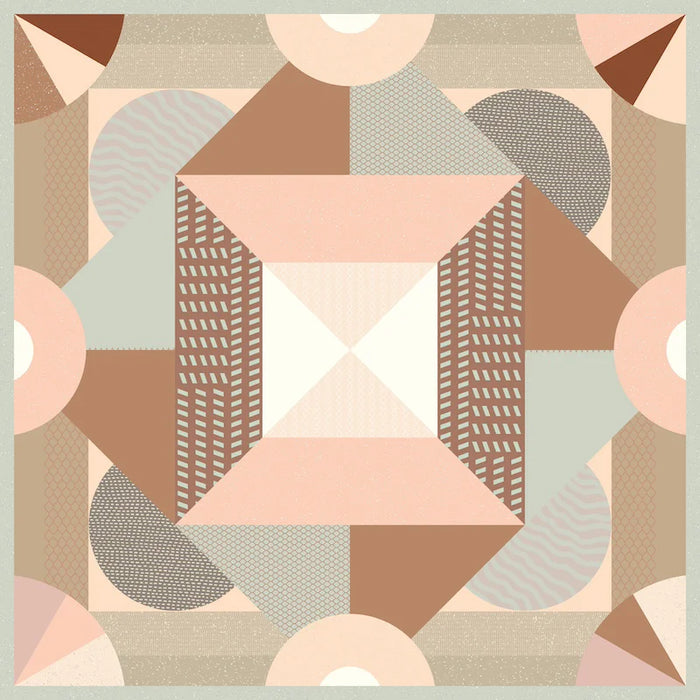 Piastrella per rivestimenti in gres porcellanato effetto cementina pop art, formato 120x120 cm, colore rosa e marrone, One Decoro 04 di 41zero42