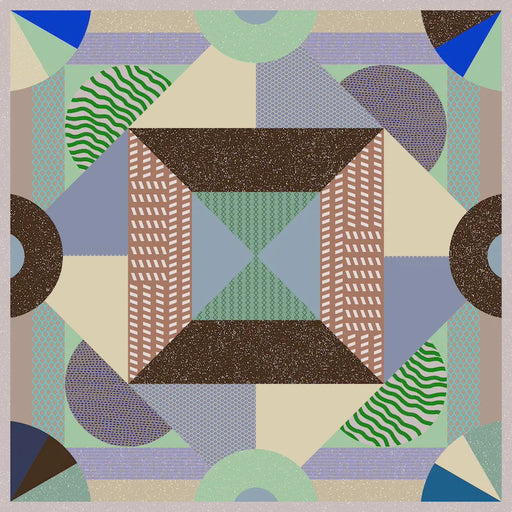 Piastrella per rivestimenti in gres porcellanato effetto cementina pop art, formato 120x120 cm, colore azzurro e beige, One Decoro 05 di 41zero42