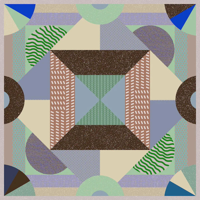 Piastrella per rivestimenti in gres porcellanato effetto cementina pop art, formato 120x120 cm, colore azzurro e beige, One Decoro 05 di 41zero42