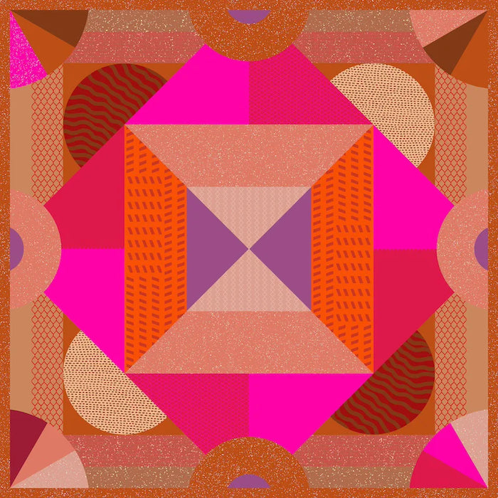 Piastrella per rivestimenti in gres porcellanato effetto cementina pop art, formato 120x120 cm, colore fucsia, One Decoro 07 di 41zero42