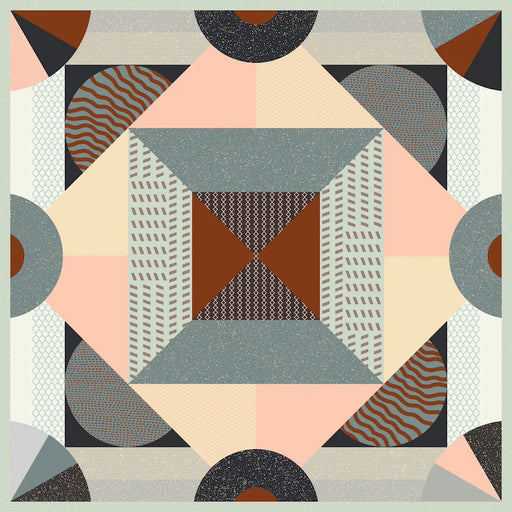 Piastrella per rivestimenti in gres porcellanato effetto cementina pop art, formato 120x120 cm, colore grigio, azzurro e bordeaux, One Decoro 08 di 41zero42