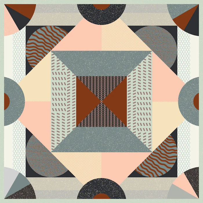 Piastrella per rivestimenti in gres porcellanato effetto cementina pop art, formato 120x120 cm, colore grigio, azzurro e bordeaux, One Decoro 08 di 41zero42