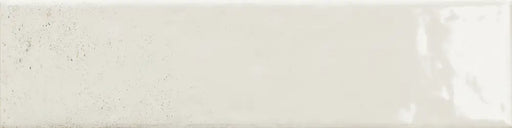 Dettaglio piastrella per rivestimento in gres porcellanato effetto mattoncino lucido Brick 7,5x30 cm della collezione Oxida, colore White di Ceramica Settecento