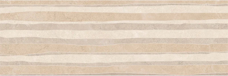 Piastrella per rivestimenti in bicottura pasta bianca effetto rigato della collezione Oasi di Savoia Italia, formato 33x100 cm, Miraggi