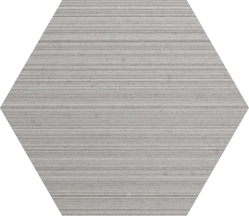 Piastrella per rivestimenti in gres porcellanato effetto pietra rigata, formato esagonale 22.5x19.5 cm, colore Grigio, Otto Grigio Esagona Mix di 41zero42