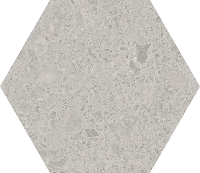 Piastrella per rivestimenti in gres porcellanato effetto pietra naturale, formato esagonale 22.5x19.5 cm, colore Avorio, Otto Bianco Esagona Mix di 41zero42