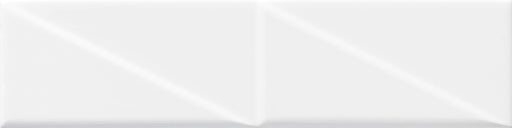 Dettaglio piastrella da rivestimento effetto mattoncino Lucido 7,5x30, con decoro geometrico a rilievo, colore Bright White, collezione Outfit di ceramica Settecento