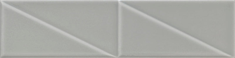 Dettaglio piastrella da rivestimento in effetto mattoncino Lucido 7,5x30, con decoro geometrico a rilievo, colore Smoke, collezione Outfit di ceramica Settecento