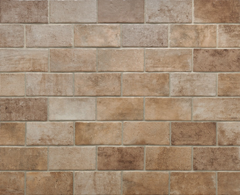 Dettaglio piastrella per pavimento e rivestimento in gres porcellanato effetto cotto opaco 13x25 cm della collezione Recovery Stone, colore Beige di Ceramica Rondine