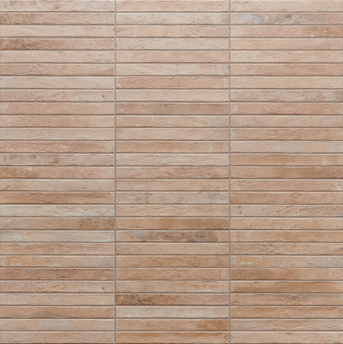 Dettaglio piastrella per pavimento e rivestimento in gres porcellanato effetto mattoncino opaco 4.8x45 cm della collezione Nolita, colore Sand di Ceramica Rondine