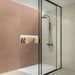 Doccia moderna walk in con rivestimento bagno in bicottura pasta bianca effetto tinta unita della collezione Pictura di Idea Ceramica, formato 33x100 cm, colore Argilla