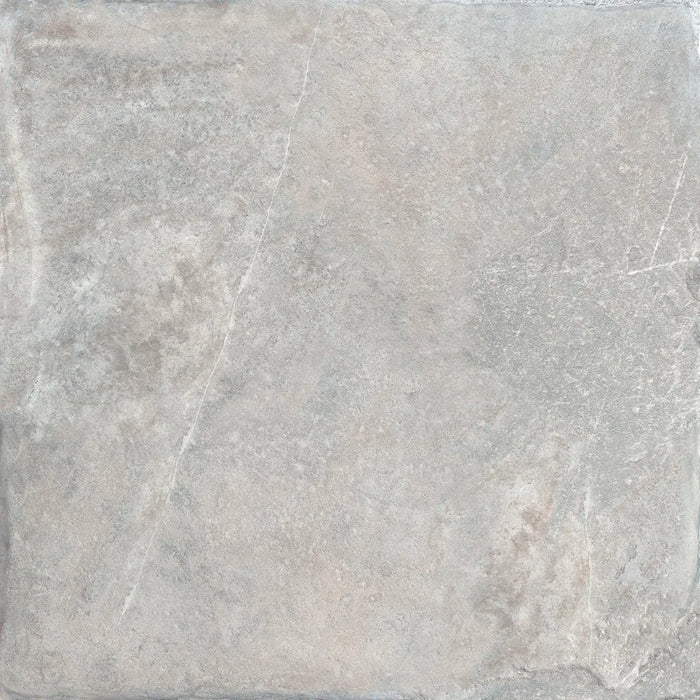 Piastrella antiscivolo per esterni in gres porcellanato effetto pietra naturale della collezione Pietre di Fiume di Ceramica Rondine, formato 60x60 cm, colore Grigio