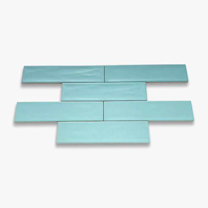 Foto Piastrella da pavimento e rivestimento in gres porcellanato serie paint di Self Style Keradom, colore Aqua formato 6x25 opaco 