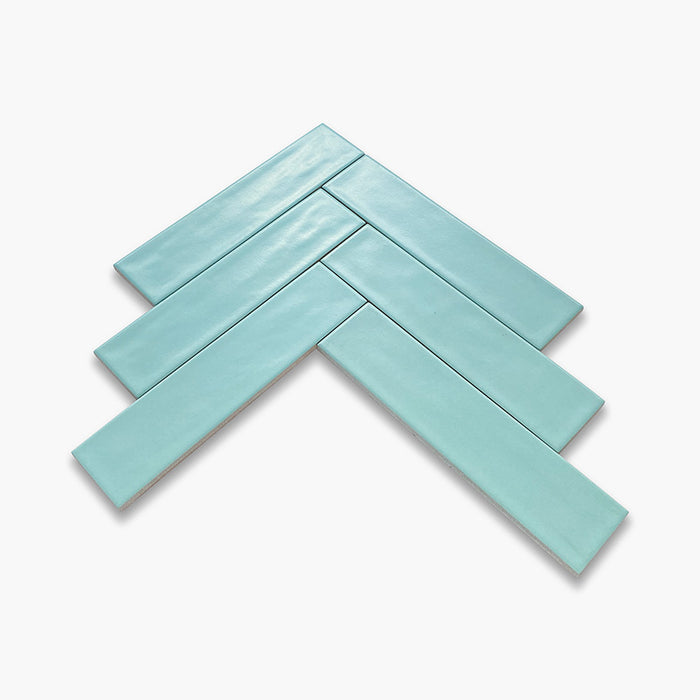 Foto Piastrella da pavimento e rivestimento in gres porcellanato serie paint di Self Style Keradom, colore Aqua formato 6x25 opaco 