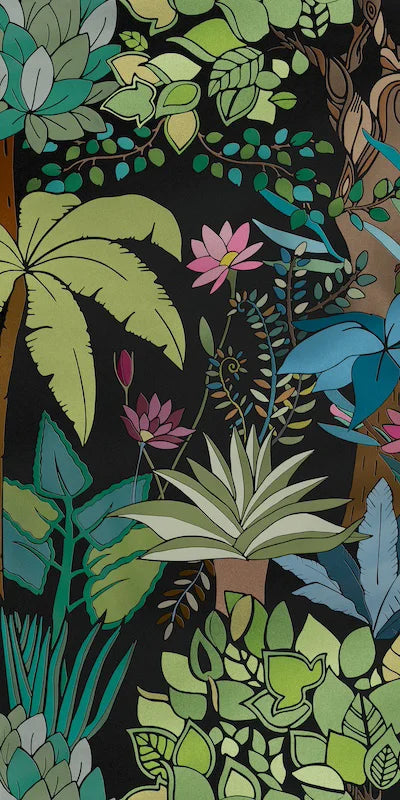 Piastrella da rivestimento in gres ultrasottile effetto carta da parati, opaco, della collezione Paper41 Pro di 41zero42, 50x100 cm, Decoro natural stilizzato Flora