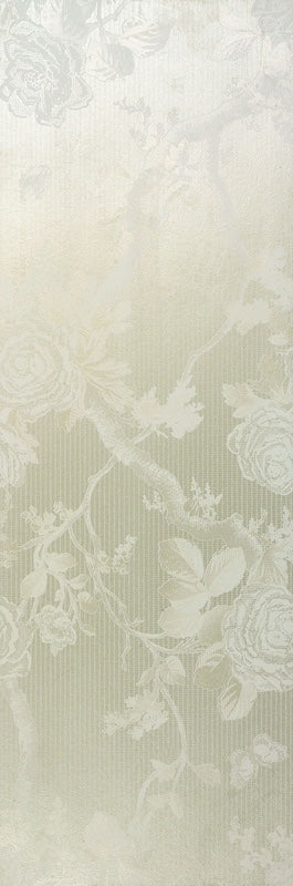 Dettaglio piastrella per rivestimento in gres porcellanato effetto decoro floreale 24x72 cm, collezione Park Avenue di Ceramica Settecento, colore Corda