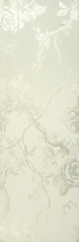Dettaglio piastrella per rivestimento in gres porcellanato effetto decoro floreale 24x72 cm, collezione Park Avenue di Ceramica Settecento, colore Ivory