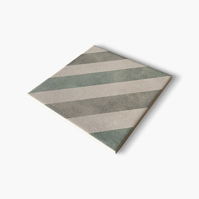 Dettaglio Piastrella da pavimento e rivestimento in gres porcellanato serie Talé di Savoia Italia, Decoro effetto cementina Mix Orientale formato 21x21 Colore Verde/Grigio/Cotto