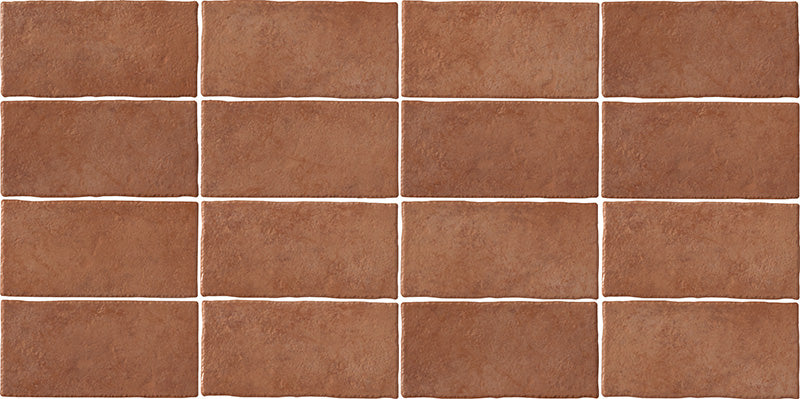 Dettaglio piastrelle in gres porcellanato effetto cotto provenzale della collezione Selciaia di keradom, formato 12.5x25, colore ROSSO