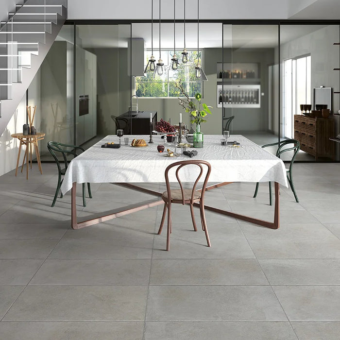 Dettaglio piastrella in gres porcellanato effetto pietra rustica della Collezione Proxi di Ceramica Settecento, colore Bianco 48x96