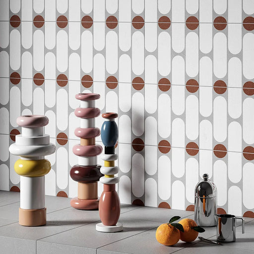 Piastrella gres Quadra Decoro 7 20.5x20.5 cm Eccentrico, effetto cementina opaco.