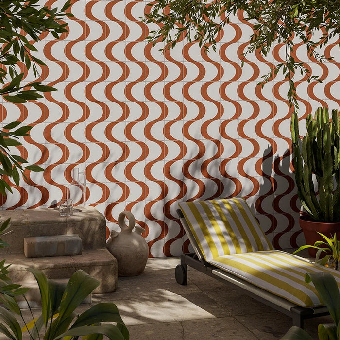 Rivestimento muro esterno geometrico. Piastrella gres Quadra Decoro CEQUA020018 20.5x20.5 cm Eccentrico, effetto cementina opaco.