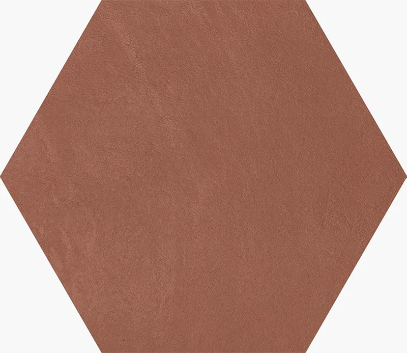 Piastrella gres Quadra Terracotta 22x25 cm Eccentrico, effetto cemento esagonale opaco.