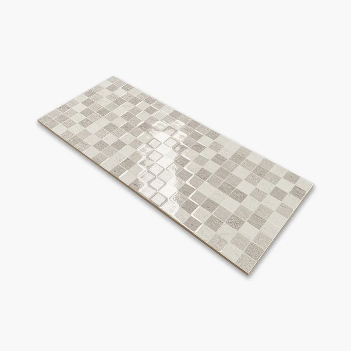 Rivestimento piastrelle effetto mosaico grigio scontate 25x60