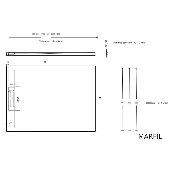 SCHEDA TECNICA PIATTO DOCCIA MARFIL