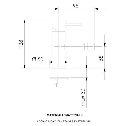 scheda tecnica miscelatore per bidet della serie tokyo steel di daniel rubinetterie