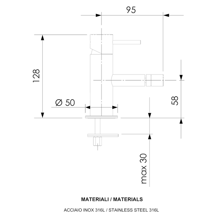 scheda tecnica miscelatore per bidet della serie tokyo steel di daniel rubinetterie