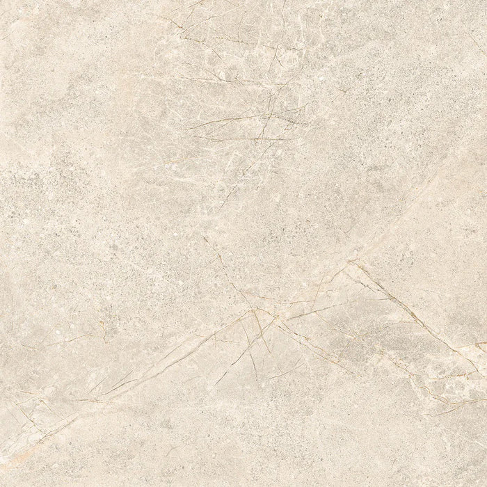 Piastrella Glow Stone Ivory di Herberia Ceramiche in gres porcellanato effetto pietra con riflessi metallici 60x60 cm per pavimenti e rivestimenti contemporanei