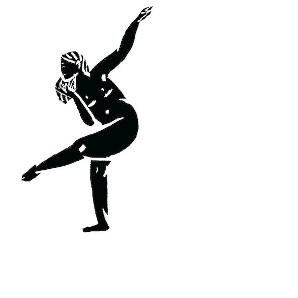 Piastrelle opache in gres decorate con silhouette danzanti nere, formato 10x10 cm, collezione Stories di 41zero42, colore Dance Matte
