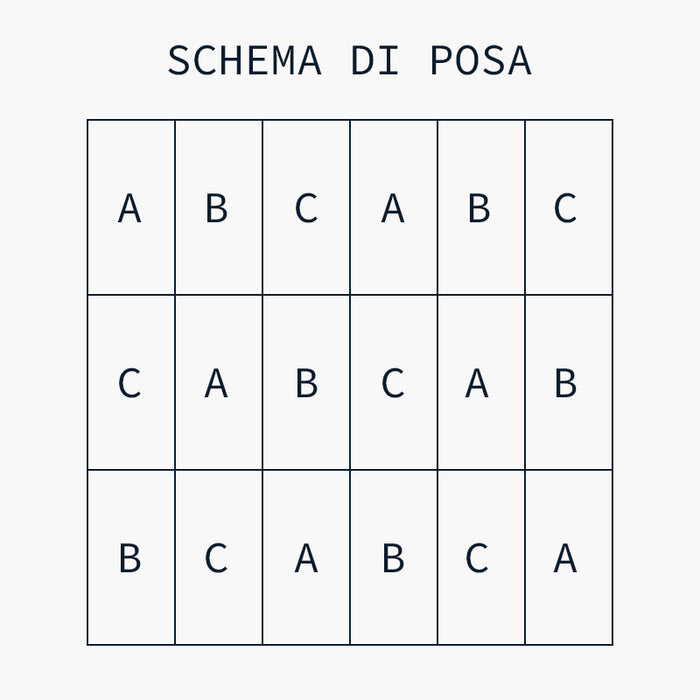 Schema di posa composizioni della collezione Paper41 Lux di 41zero42