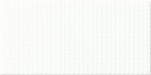 Dettaglio piastrella da rivestimento in pasta bianca effetto Puntinato a rilievo della collezione Sketches di Ceramica settecento, formato 10x20 cm, colore Bright White Dots