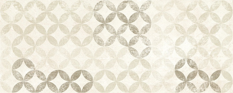 Dettaglio piastrella da rivestimento effetto cemento con decoro geometrico della collezione Soho di Paul & Co Ceramiche, formato 20x50, colore Epoch Almond