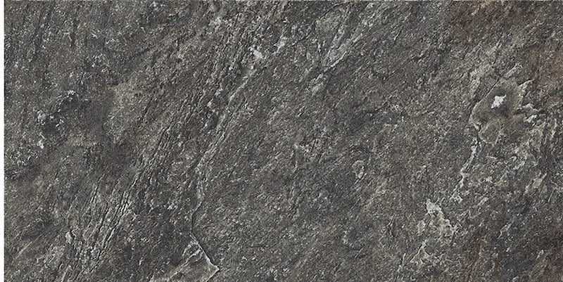 Dettaglio piastrella in gres porcellanato effetto pietra naturale quarzite della Collezione Stonequartz di Alfalux, formato 20x40 non rettificato, colore Nero