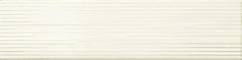 Dettaglio piastrella da rivestimento in formato mattoncino Lucido 7,5x30, rigato a rilievo, colore Bone, collezione Swing di ceramica Settecento
