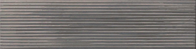 Dettaglio piastrella da rivestimento in formato mattoncino Lucido 7,5x30, rigato a rilievo, colore Smoke, collezione Swing di ceramica Settecento
