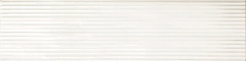 Dettaglio piastrella da rivestimento in formato mattoncino Lucido 7,5x30, rigato a rilievo, colore White, collezione Swing di ceramica Settecento