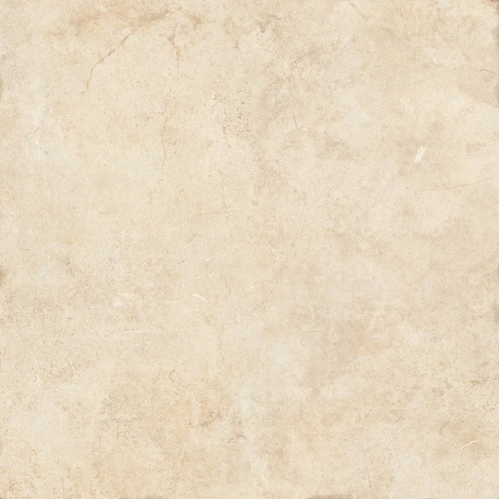 Piastrella in gres porcellanato effetto pietra leccese della collezione Terre d'Otranto di Ceramica Rondine, formato 60x60 cm con bordo naturale, colore Blend