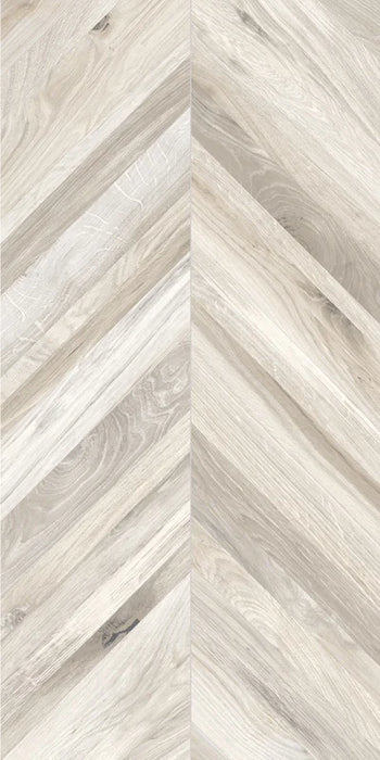 Piastrella per pavimento e rivestimento in gres porcellanato effetto legno posato a spina di pesce della collezione Timeless di Ceramica Rondine, formato 60x120 cm, colore Ivory Chevron